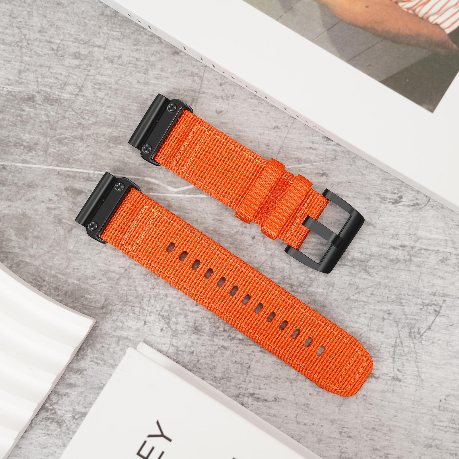 

22mm Watch Band for Garmin Fenix 7 Pro/Fenix 8 47mm/Tactix 8 47mm Adjustable Nylon Strap Orange