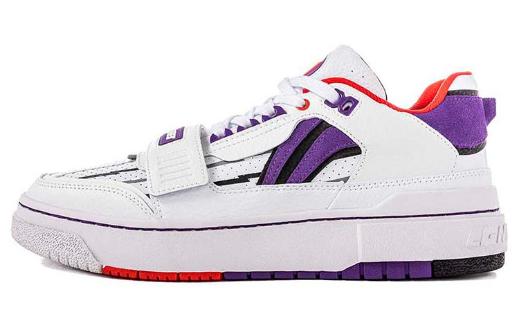Li Ning Rookie Skateboard Shoes Men s Low Top Standard White/Iron Blue Violet ABCS027-5 39.5