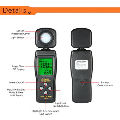 SMART SENSOR Mini Digital Luxmeter LCD-Anzeige Hand-Illuminometer Luminometer Photometer