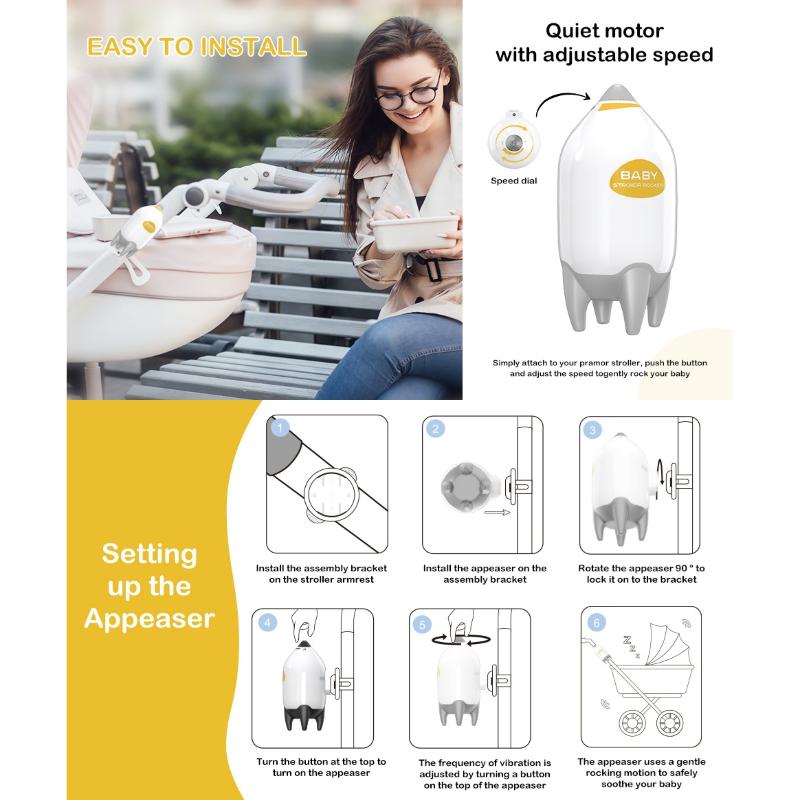 

Baby Rocker Rechargeable, Stroller Rocker Aid Rocks Any Stroller Or Buggy, Baby Vibrating Soother, Adjustable Speed