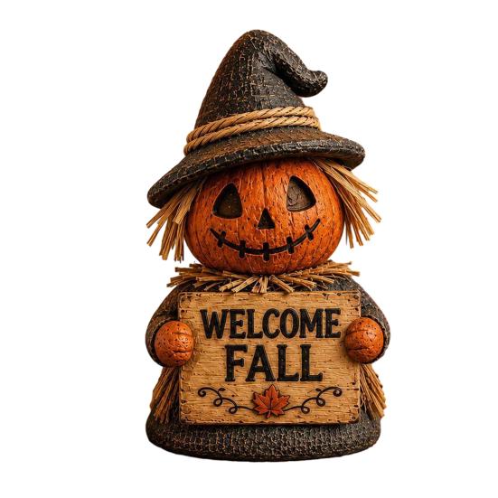 Maple Leaf Desktop Ornament Fall Scarecrow Figurine, Wooden Pumpkin Statue, Rustic Autumn Durable Craft Figurines Harvest Tabletop Decoration
