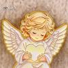 Fashionable Clothing Ornaments Little Angel Brooch Pin for Women, Cute Guardian Holding Heart Lapel Elegant Shirt Accessories with Wings, Accessory