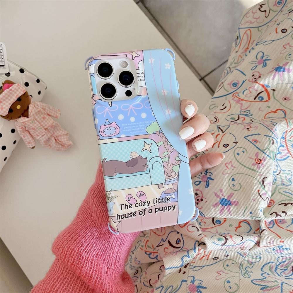 For iPhone 16 Pro Case IMD Cartoon Pattern TPU Phone Cover with Beaded Strap