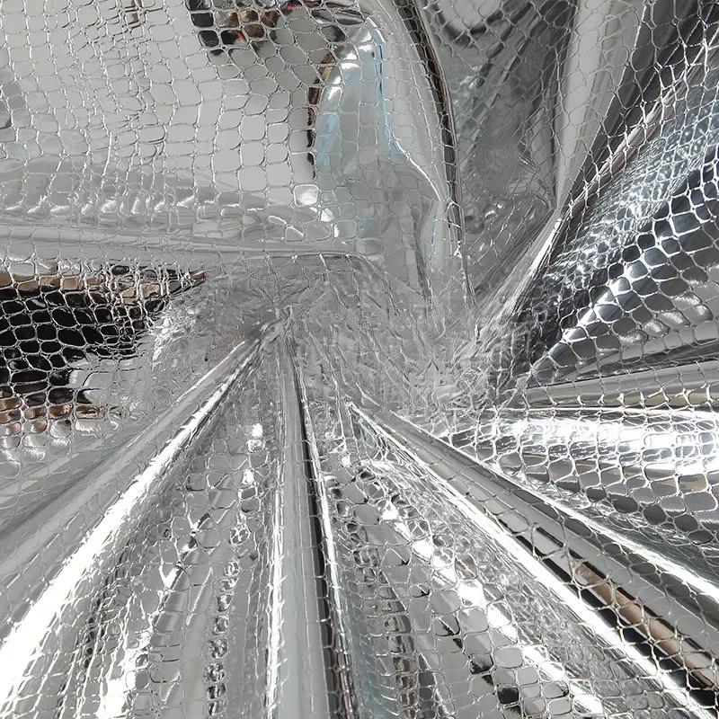 100x137cm Leather Dragon Scale Metal Fabric Artificial PU Eco-friendly Soft Fabric For handmade DIY Background Wall Hard Bag