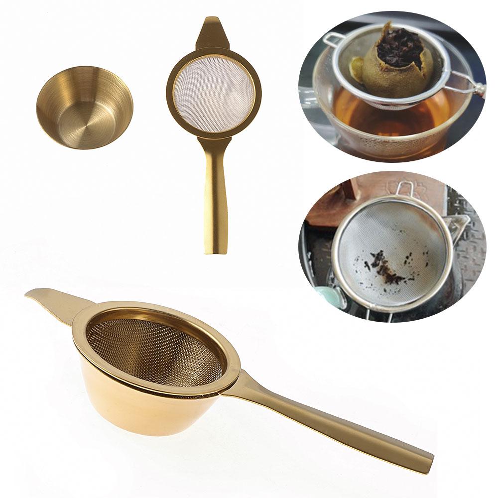 New 1set Reusable Fine Tea Strainer Filters Kongfu Stainless Steel Mesh Colander Reusable Teapot Infuser With Handle