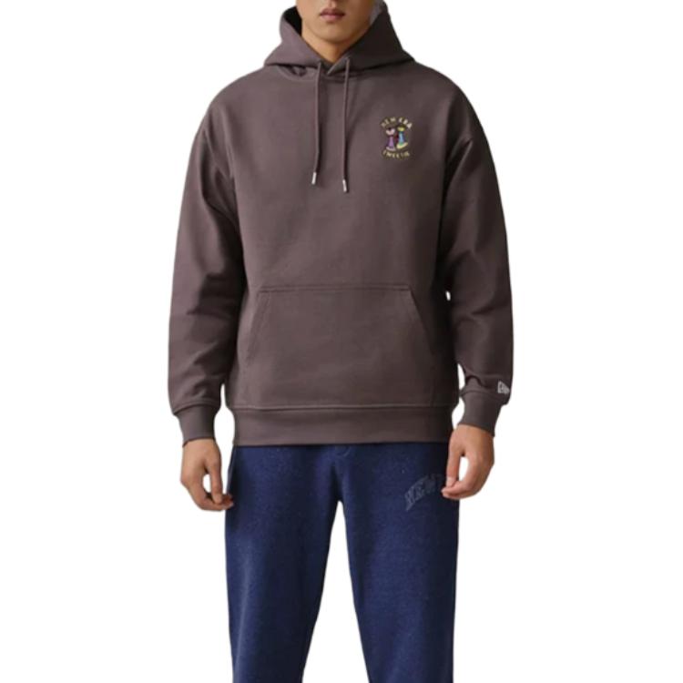 New Era Logo Schachbrettmuster Aufdruck Einfarbig Pullover Sweatshirt Herren sweatshirt Hell-Lila 13558571