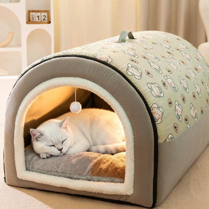 Welpen Zwinger Warme Winter Hundehütte Matte Nest Tiefschlaf Zelt Kleines Katzenhaus Zubehör Abnehmbar Waschbar Katzenbett Rutschfest Hand