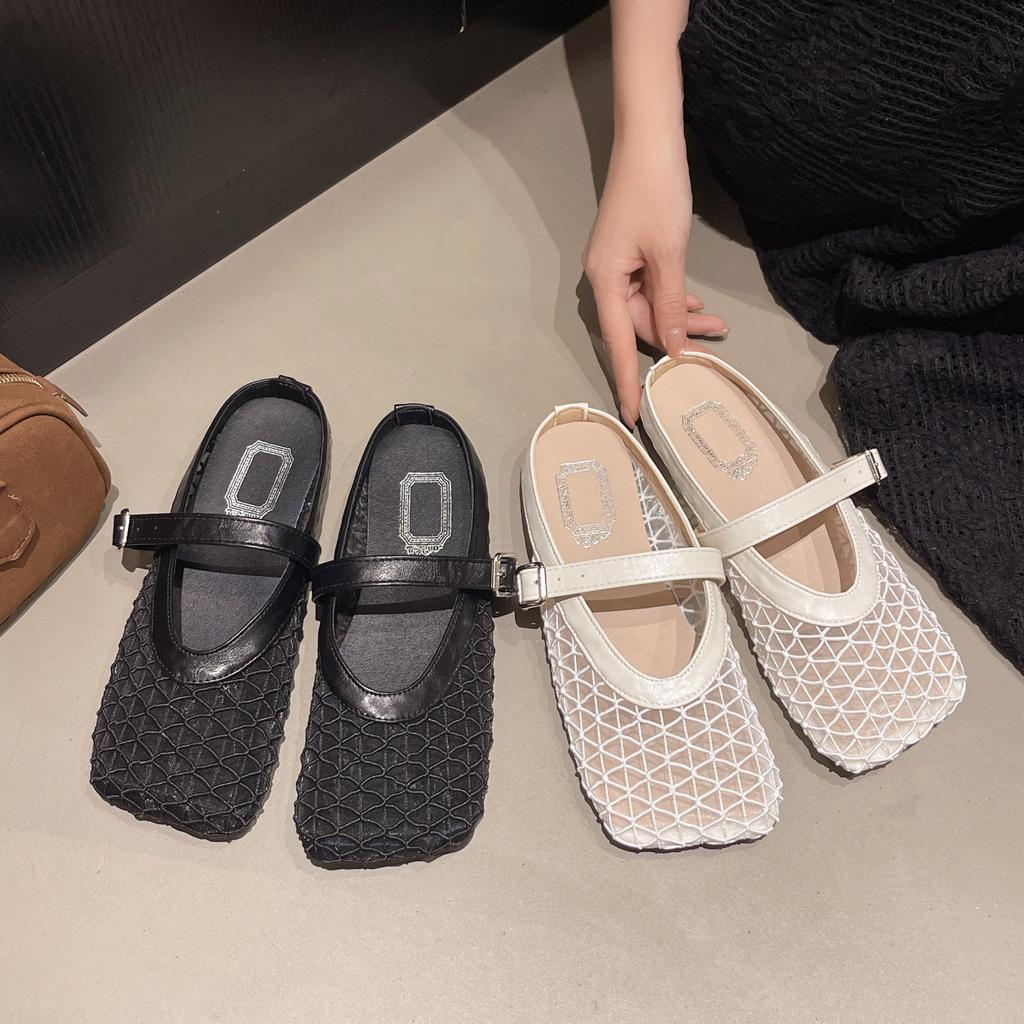 Flat-bottomed French Bag Head, Half Slippers, Outer Wear Women's Shoes, New Mesh Breathable and Comfortable Soft-soled Sandals In Summer 2025