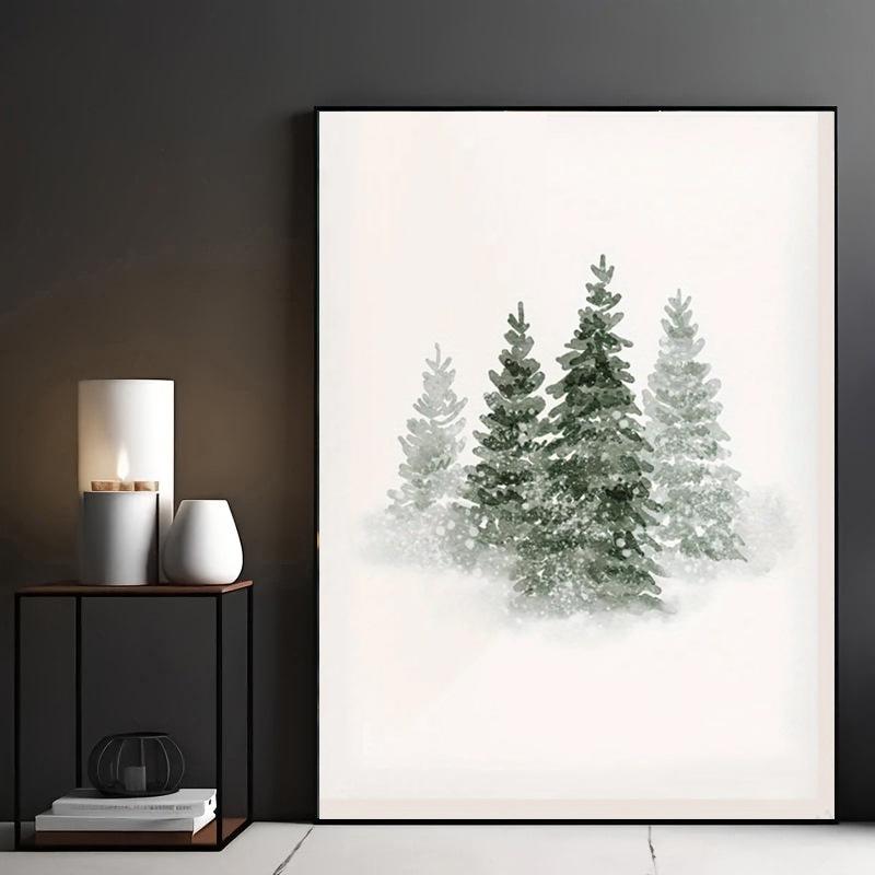 Frameless Christmas Tree Canvas Print - Modern Retro Wall Art for Office, Bedroom & Living Room