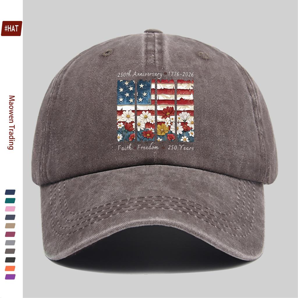 Pc American Flag and Floral Pattern Printed Baseball Cap Th Anniversary of American Independence Day Printed Decorative Hat