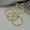 Salircon 4 Pcs/Set Bohemian Imitation Pearl CCB Beaded Bracelets for Women Vintage Handmade Stretch Bangle Couple Trendy Jewelry