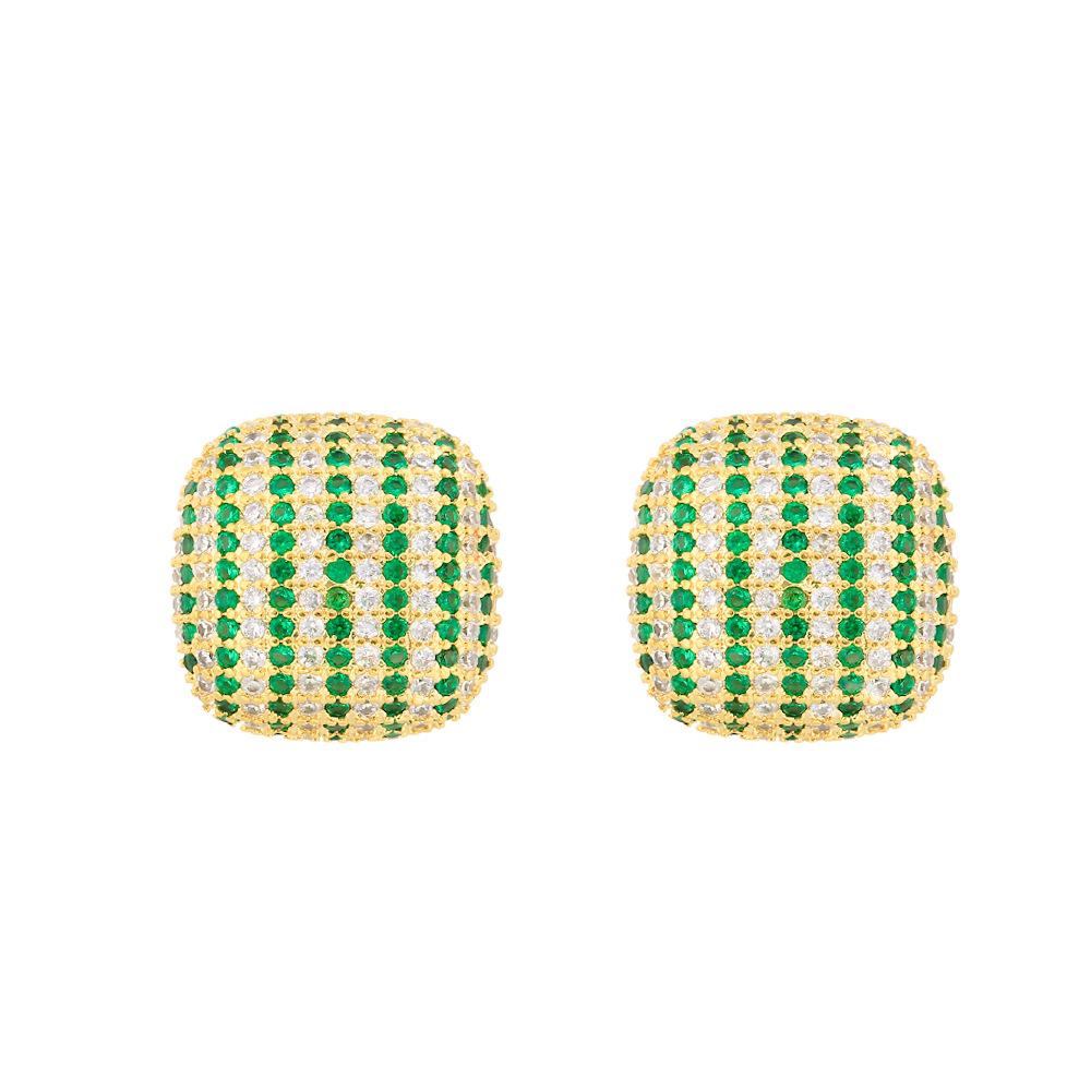 

Needle French Retro Haute Geometric Earrings Elegant Micro-Zircon Checkerboard Earrings Studs