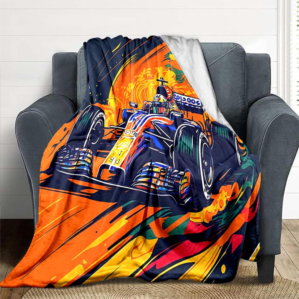 1pc Racing Speed Lightweight Flannel Blanket, Comfortable and Warm Blanket, for Office and Camping Sofa Bed, Livingroom163