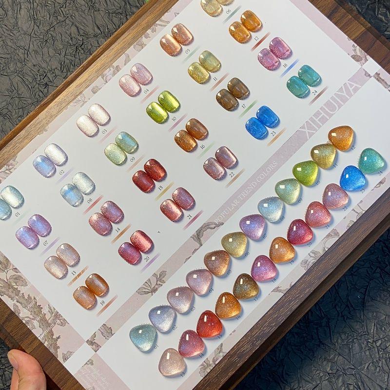 

2024 Miss Mingyi Cat Eye Nail Art Gel Set with Glass Beads & Crystal Stones