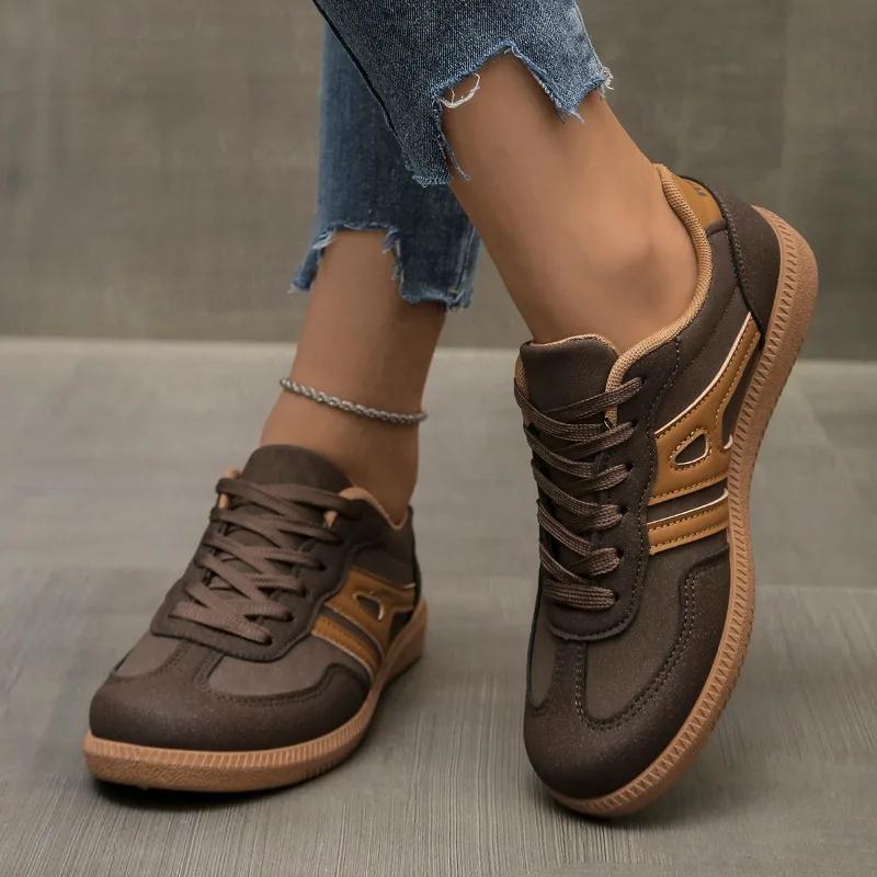 Plus Size  New  Women's Vulcanized Sneakers Mixed Colors Lace Up Outdoor Sports Comfortable & Versatile Casual Shoes