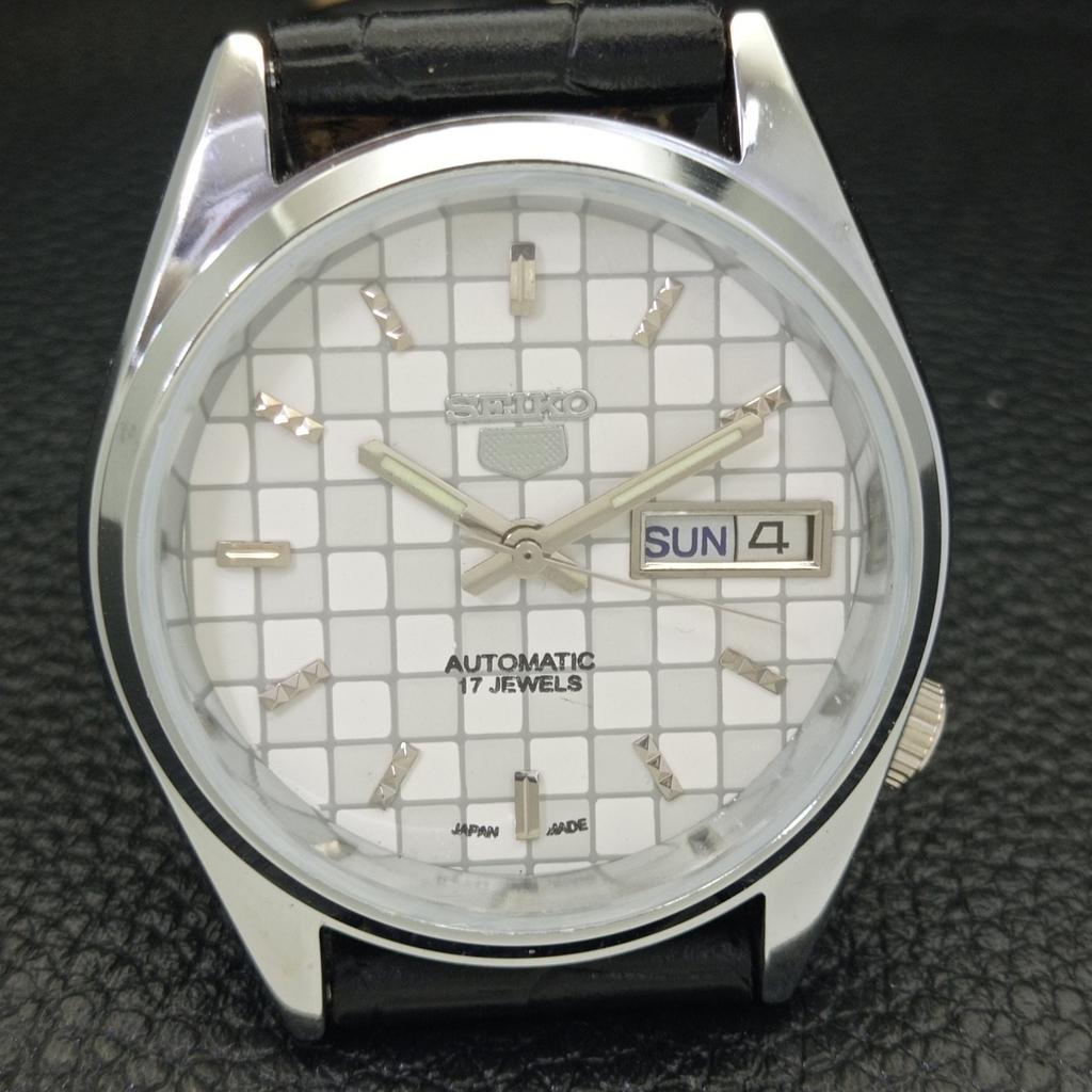 REFURBISHED JAPAN MADE SEIKO 5 AUTOMATIC MENS WATCH WHITE DIAL CUSTOM A440124-2 QV90-a440124