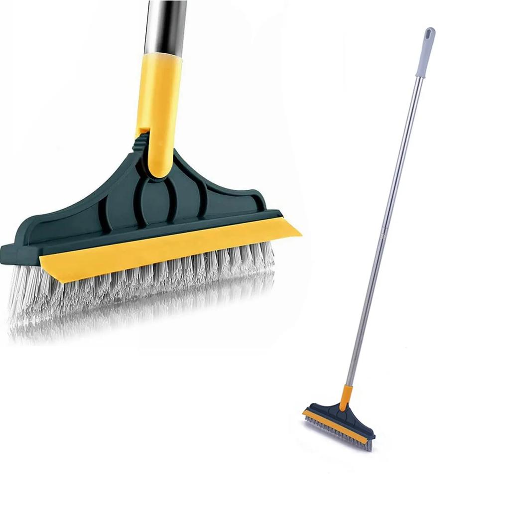 Household Cleaning Scrub Brush Floor Bathroom Cleaning Tools with Long Handle Silicone Scraper Toilet Brush for Glass Tile