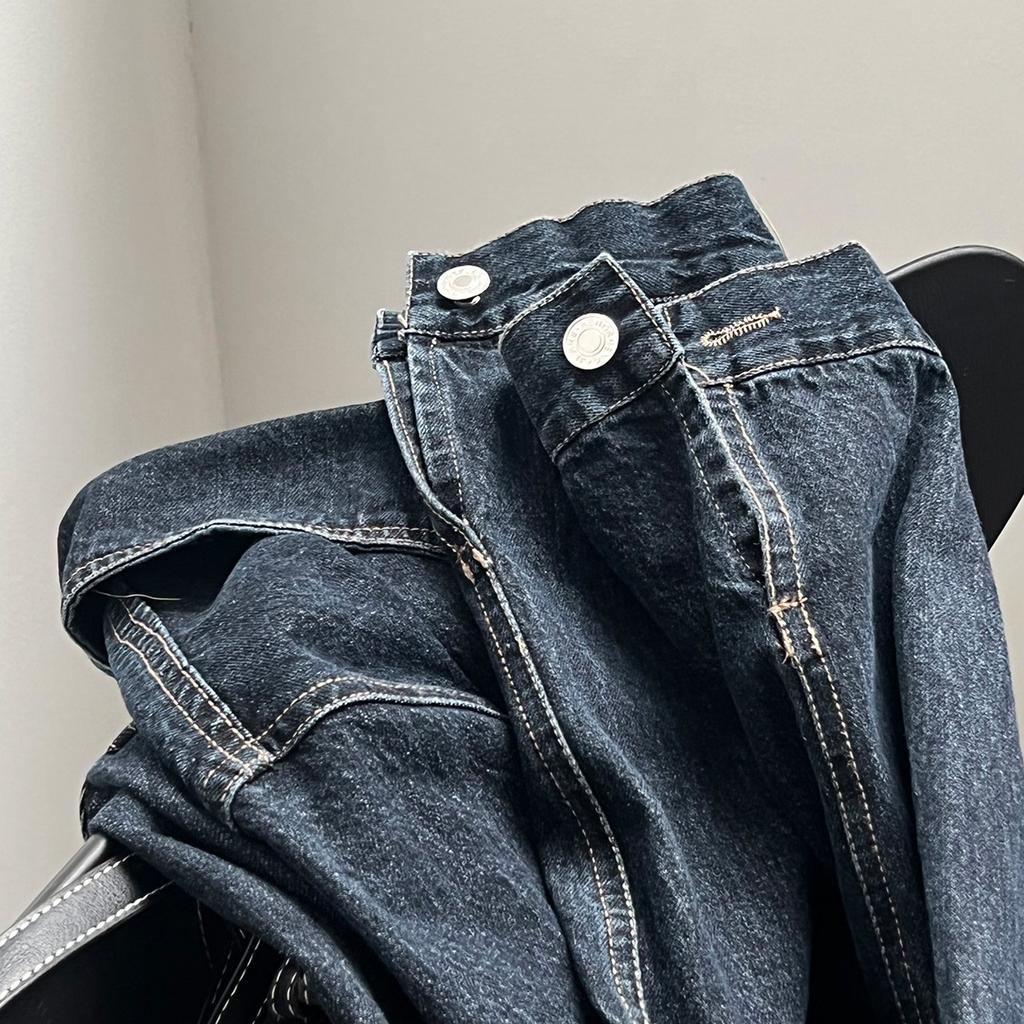 Vintage Denim Jacket Women's Spring Lapel Single-breasted Short Jacket