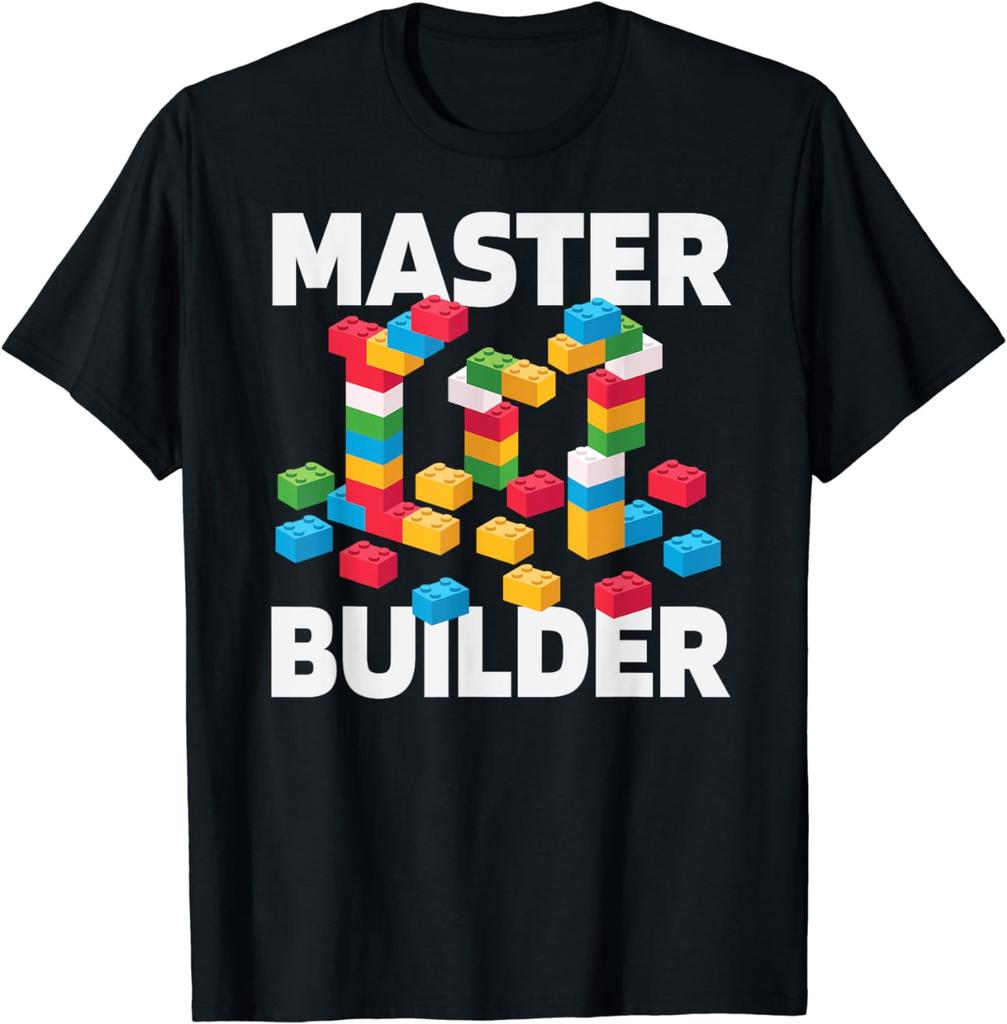 MASTER BUILDER Funny Kids Building Blocks Toys Gift T-Shirt  Men Clothing Funny Tops  Streetwear  Ropa Hombre