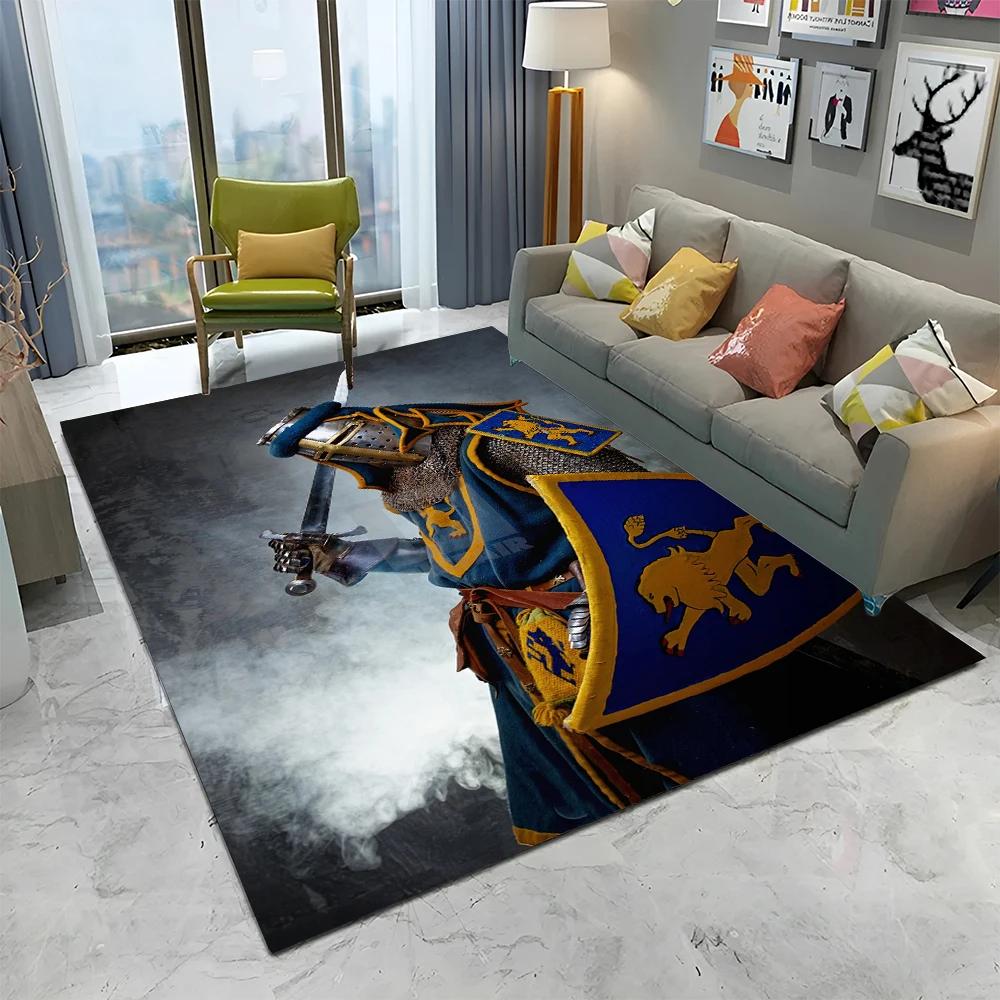 Rycerz Templariusz Krzyżowiec Gry Dywanik do Domu Salonu Sypialni Sofy Wycieraczka Dekoracja, Dywanik Obszarowy Antypoślizgowa Mata Podłogowa