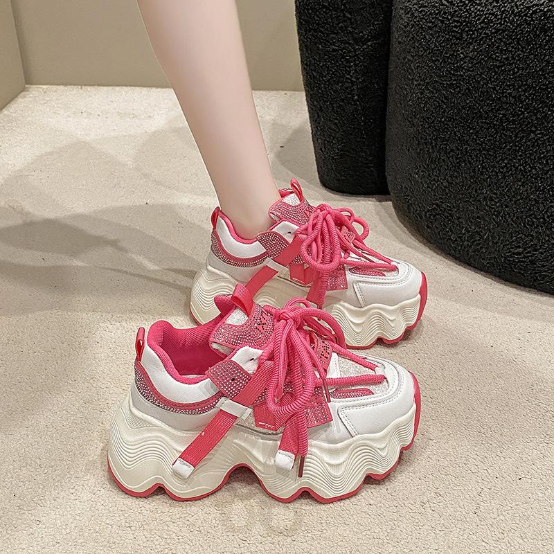 2025 Autumn New Breathable Mesh Women's Shoes Thick-soled Heightening Dad Shoes Versatile Casual Sports Shoes Running Shoes