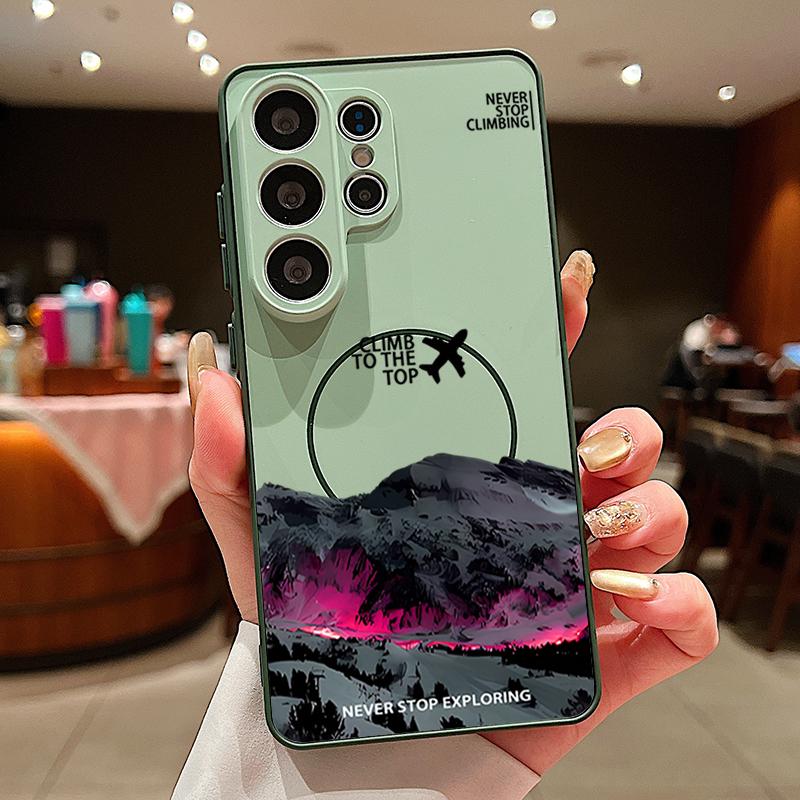 Magnetic Airplane Route Pattern Phone Case For Samsung Galaxy S26 S25 Ultra Edge S24 S23 FE A57 A17 A56 A37 A16 A55 A36 5G Cover