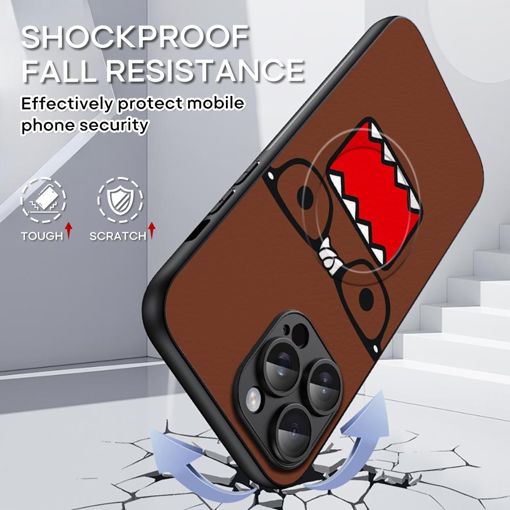 Domo kun new cute cartoon pattern Phone Case For iPhone 17 16 15 14 13 12 Plus Pro Max  High-end Luxury Magsafe Sheepskin