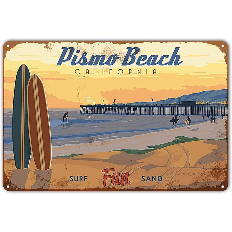 Plaques Metal Tin Sign Beach Holiday Surfing Wall Signs Art Decoration Vintage Tinplate Poster Bar Garage Garden Decor Plates
