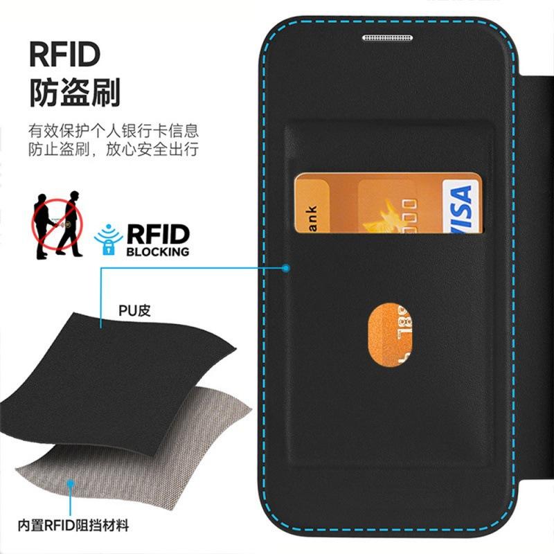 S24 Ultra Flip Lederhülle für Samsung und iPhone 16 ProMax, Transparente magnetische Handyhülle mit MagSafe