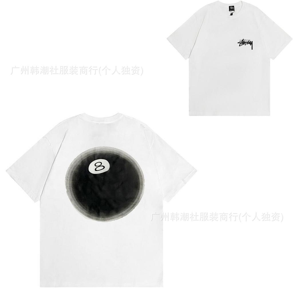 [2] American trendy brand short-sleeved t-shirt black and white collection printed short-sleeved t-shirt casual couple men and women of the same style