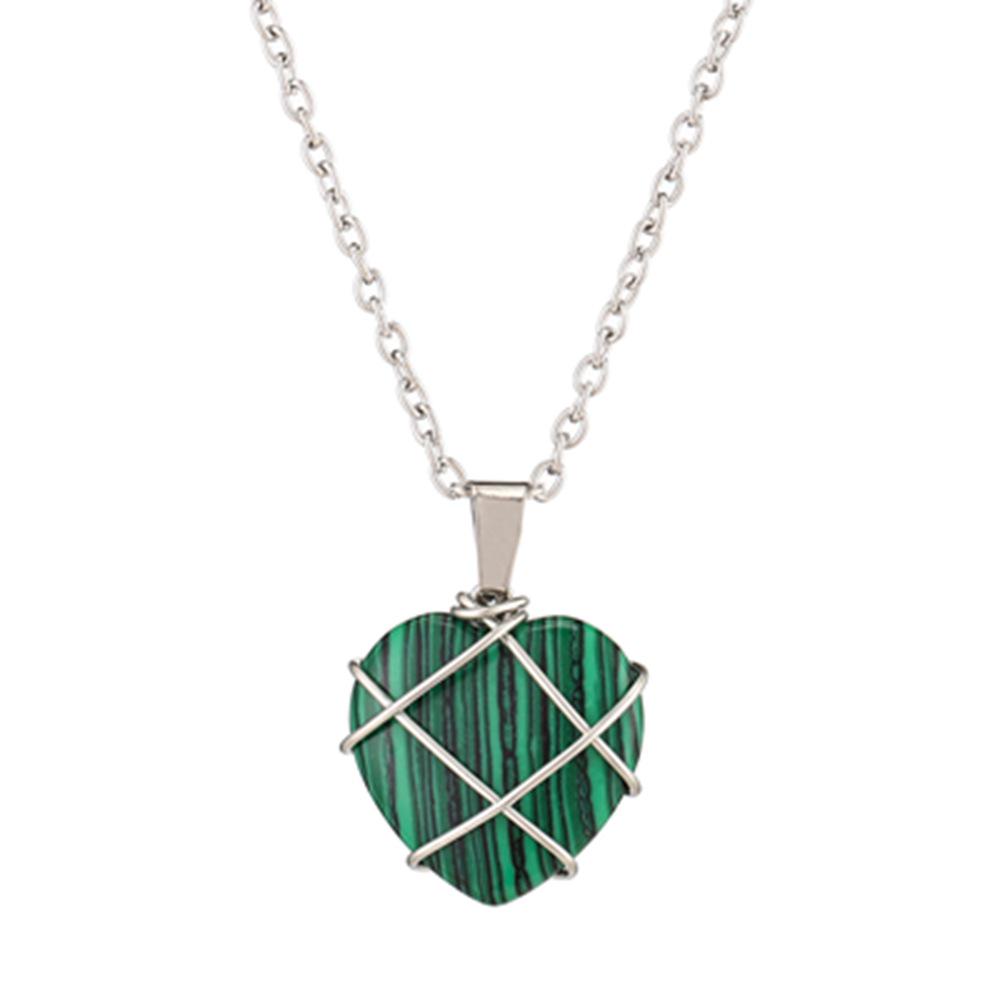 Crystal Heart Necklace with Natural Colored Gemstone Pendant - DIY Wire-Wrapped Heart Shape