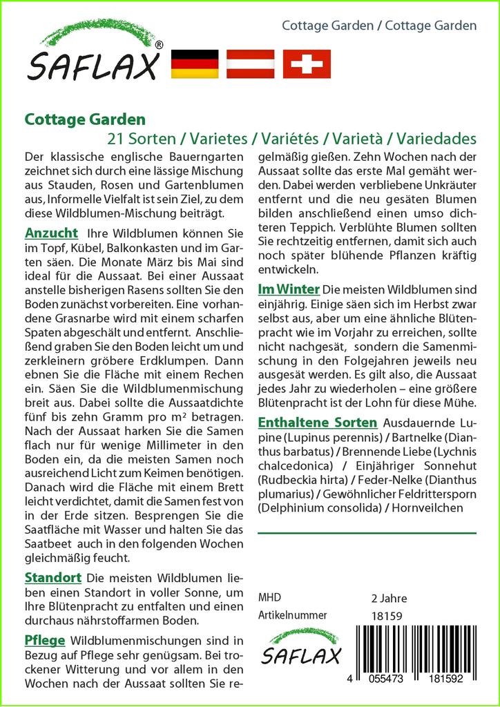 SAFLAX Cottage Garden - 1000 de semințe - 21 Mix de flori sălbatice