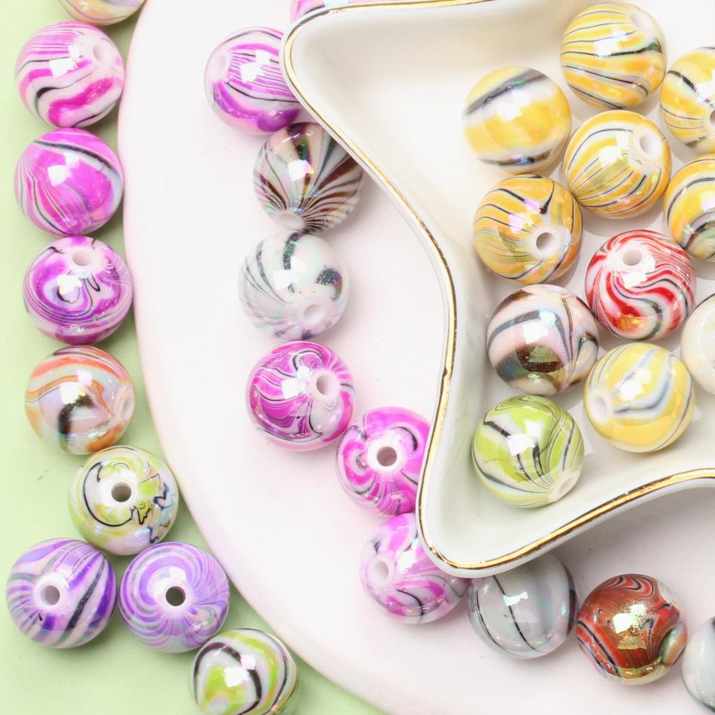 10/12/14mm 20/10/5 Stücke Gemischte farbe Streifen AB Acryl Lose Perlen Für Schmuck Machen DIY Armband Halskette anhänger Schmuck Zubehör