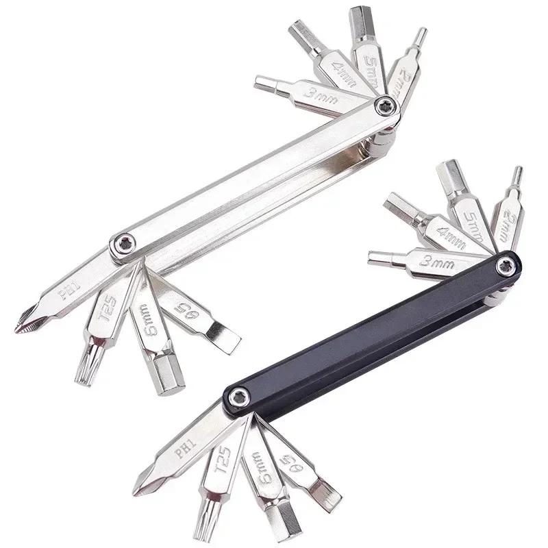 8 in 1 Bicycle Repair Tools Kit Motorcycle MTB Road Bike Screwdriver Tool Foldable Hex Spoke Wrench Mountain Bike Tools Set