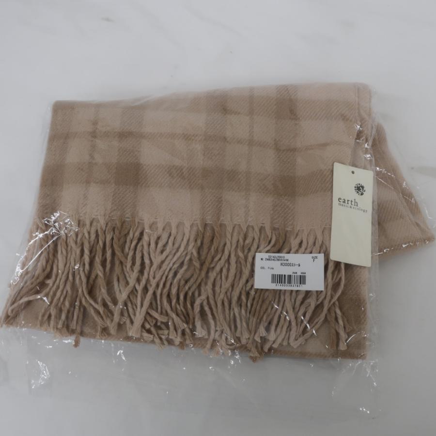 earth music&ecology earth music and ecology muffler plaid stole pink unused item