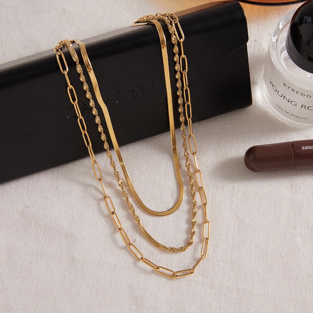 Titanium steel multi-layer chain necklace niche clavicle chain accessories stainless steel 18k gold