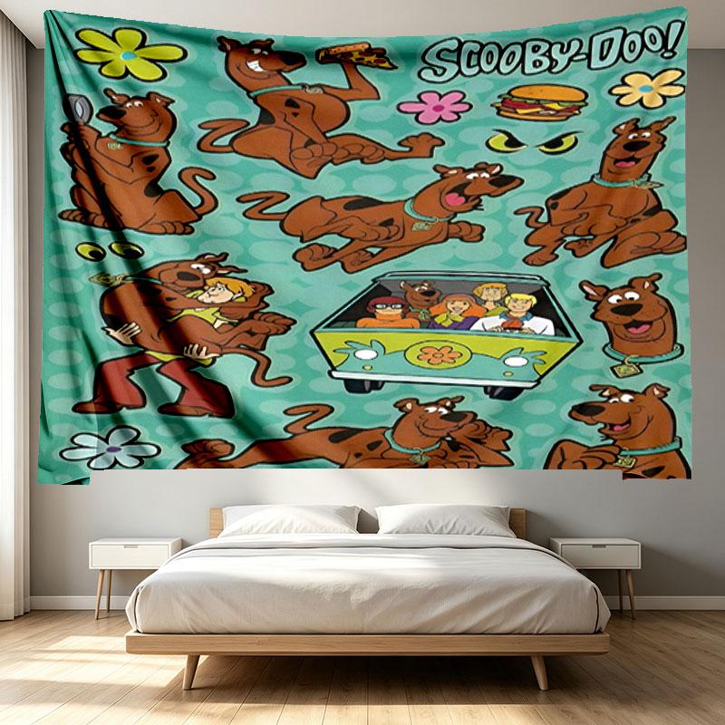 Scooby Print Tapestry - Portable Wall Decor Cloth, for Home, Dorm, Travel, Bedroom, Living Room - Ideal Birthday Housewarming Gift