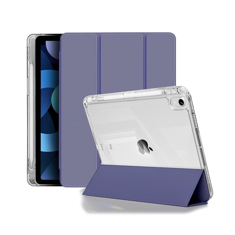 iPad Protective Case: Three-Fold Stand, Flip Cover with High Transparency, Anti-Drop Protection, and Pen Slot Design.