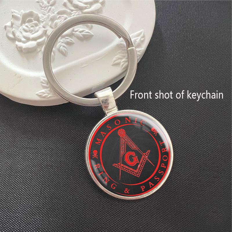 Freemasonry Emblem Men s Alloy Keychain with Time Gem