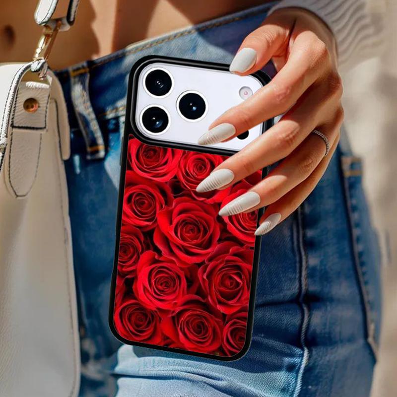 Bright Red Roses Flowers Phone Case For iPhone 17 Air 14 15 13 12 Max Cover For Apple 14 15 16 16e 11 Pro Max Plus Coque
