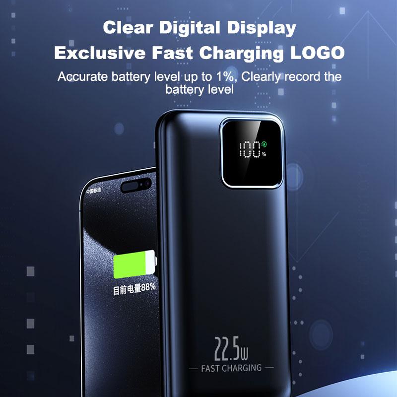 20000mAh Powerbank Bærbar Lader Power Bank 22.5W Superrask Lading med LED Batteridisplay Power Bank For iphone Samsung