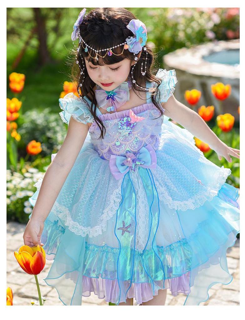 All-Season Mermaid Lolita Princess Dress for Girls - Holiday Gift & Performance Costume
