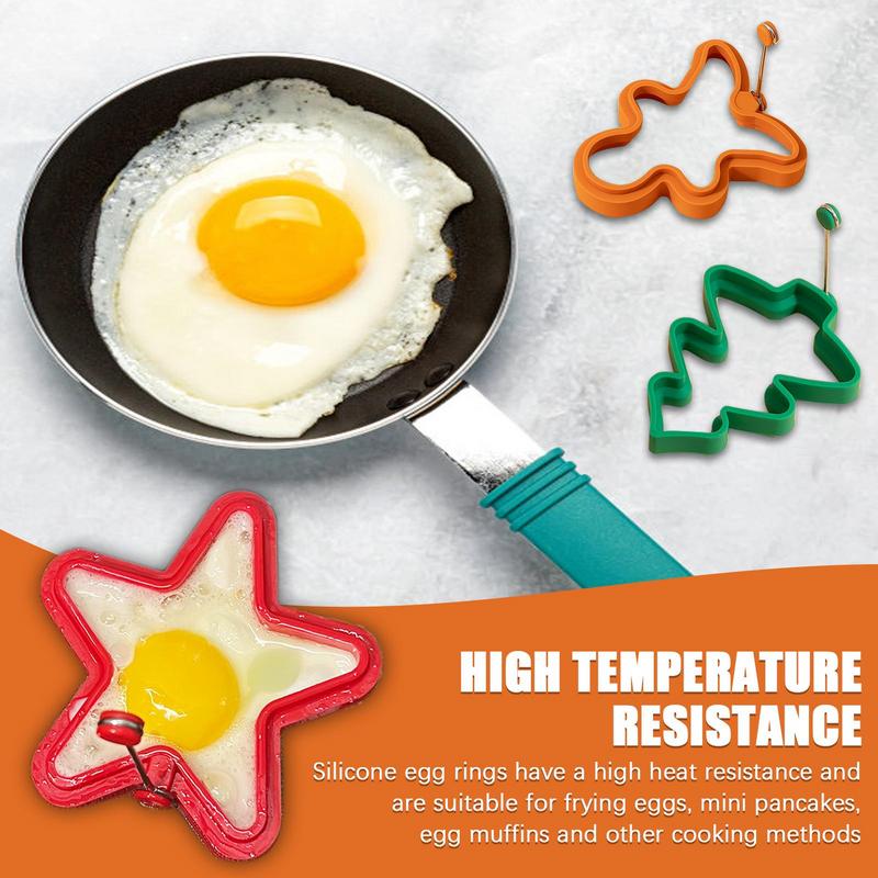 Christmas Pancake Mold Star Christmas Tree Gingerbread Man Shaped Egg Cooker Silicone Cooking Tool Non-stick Omelette Maker For
