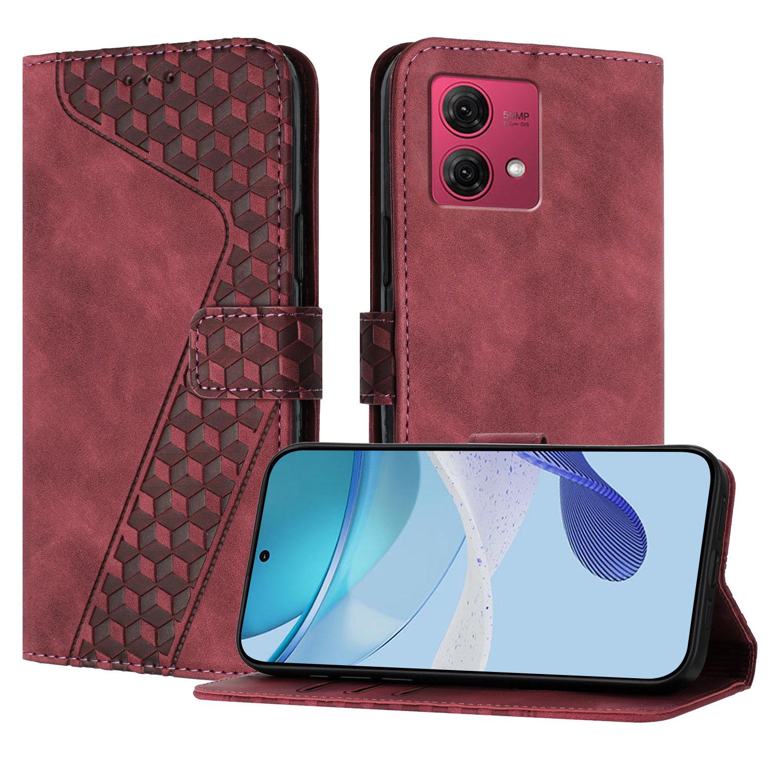 

For Motorola Moto G84 5G Leather Case 7-Shaped Pattern Wallet Stand Shockproof Phone Cover Brown
