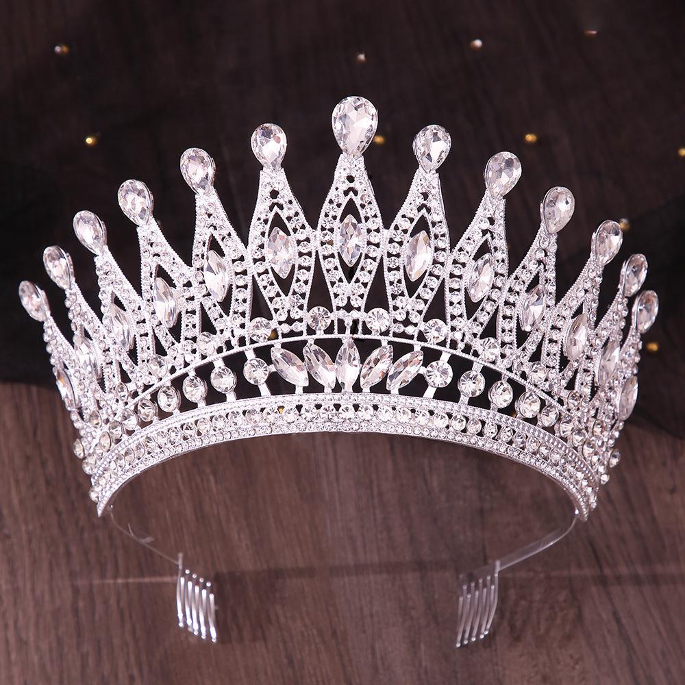 DIEZI Vintage Baroque Bridal AB Crystal Tiara Crown For Women Girls Wedding Party Queen Rhinestone Crown Hair Dress Accessories