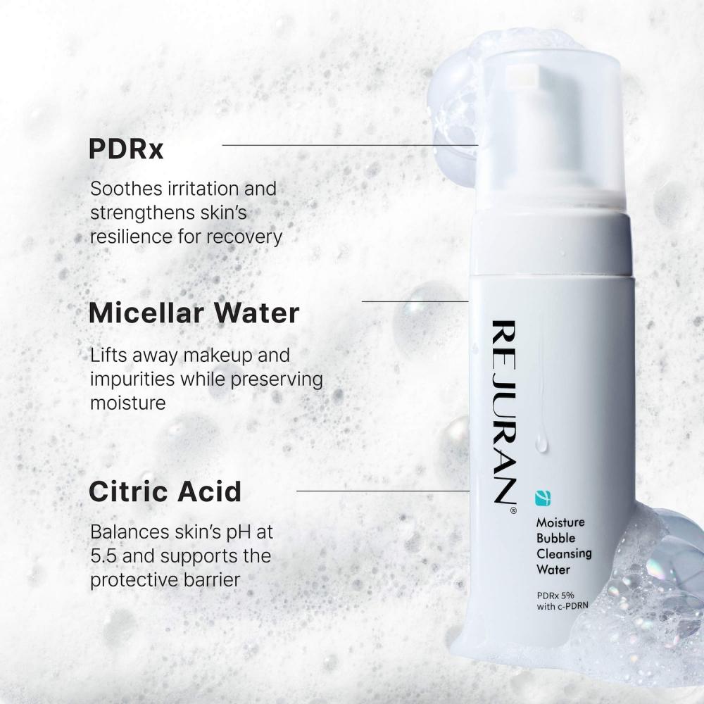 Rejuran Moisture Bubble Cleansing Water C Pdrn  Hydrating faCe Cleanser 5.07 Fl.oz.
