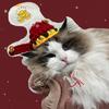 Chinese Style Fortune Cat Headwear Hand-crocheted Warm Pet Knitted Hat Blessing Traditional Pet Beret For Small Dogs Cats