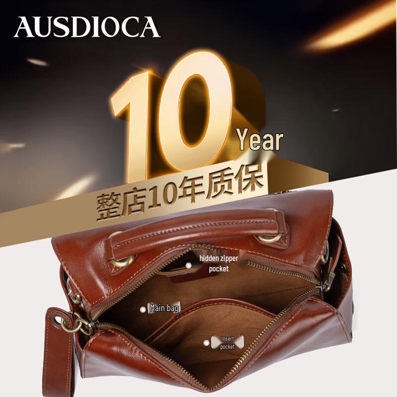 AUDIJIA Women's Genuine Leather Boston Pillow Bag