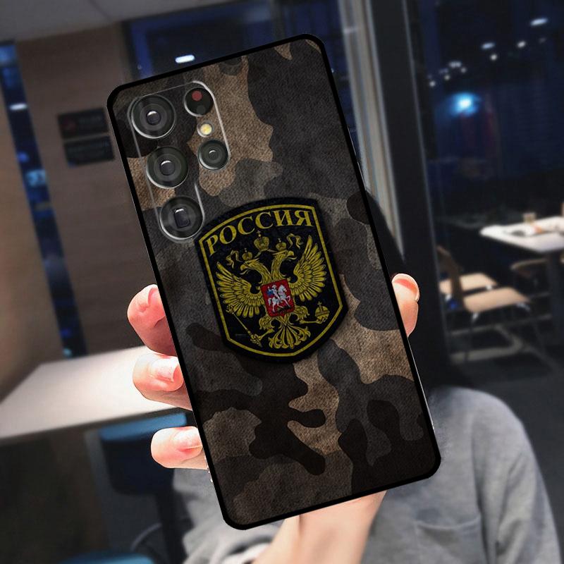 Russia Coat Of Arms Eagle Flag Cover For Samsung Galaxy S23 S24 S25 Ultra S21 S22 S20 S9 S10 Plus S21 FE S24 FE Phone Case