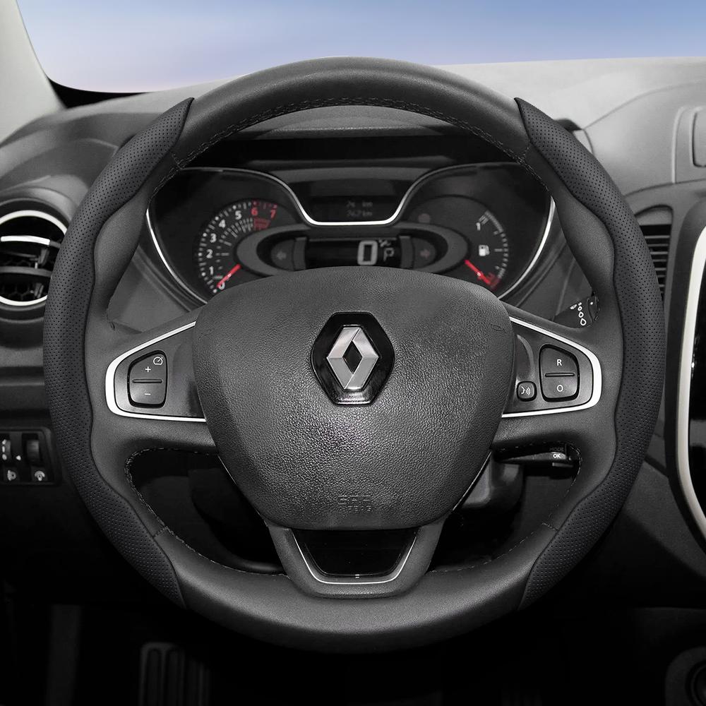 BHA1 Suitable for Renault Breathable Hole Leather Steering Wheel Cover Segmented Quick Release Design Non-Slip and Durable Megane 3 2 4 Clio4 5